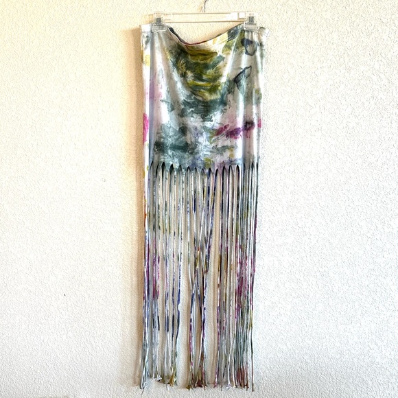 ASOS Tie Dye Fringe Boho Festival Maxi Skirt - Picture 3 of 8